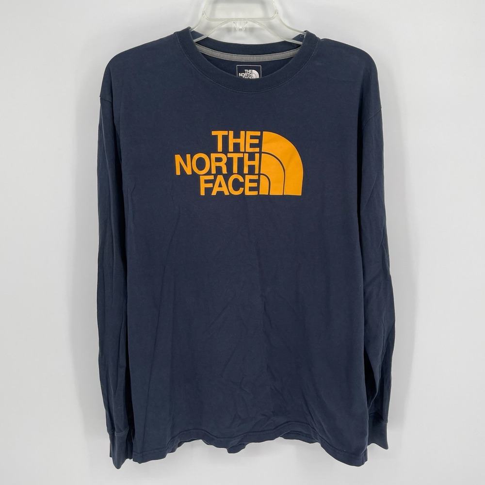 The‎ North Face Men's Navy Blue Graphic Logo Long Sleeve T-Shirt Size Large